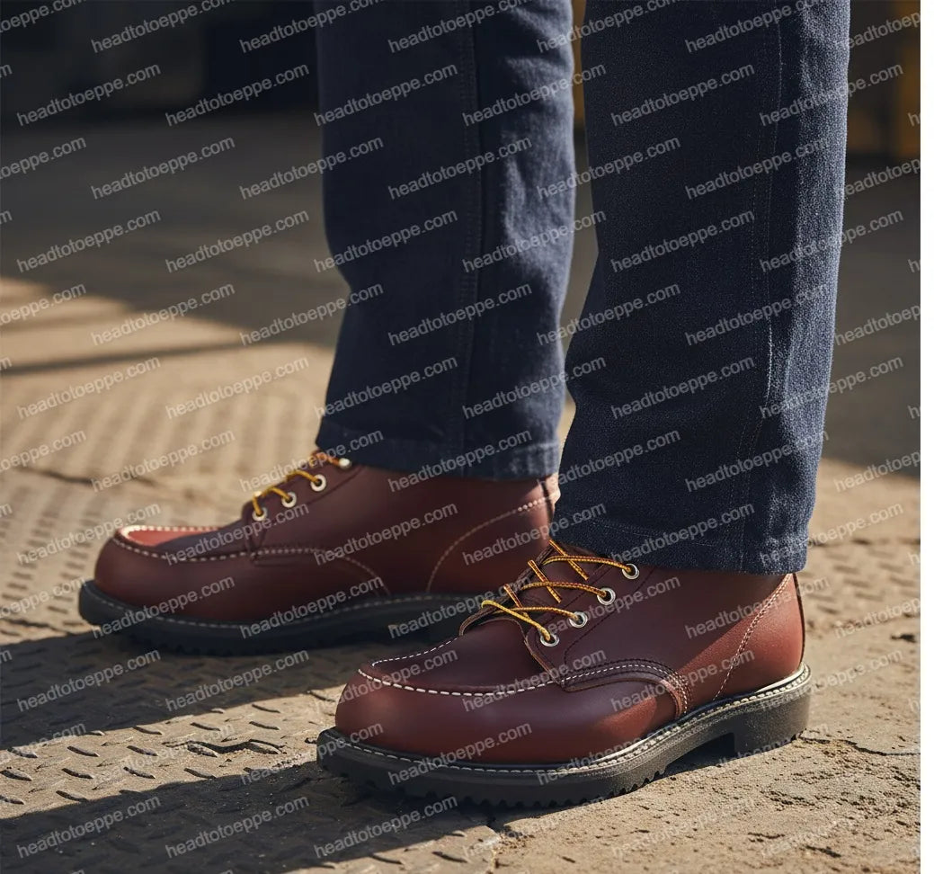 Red Wing 8249 SuperSole Safety Boot — Worn on Industrial Floor, Brown Leather, Steel Toe