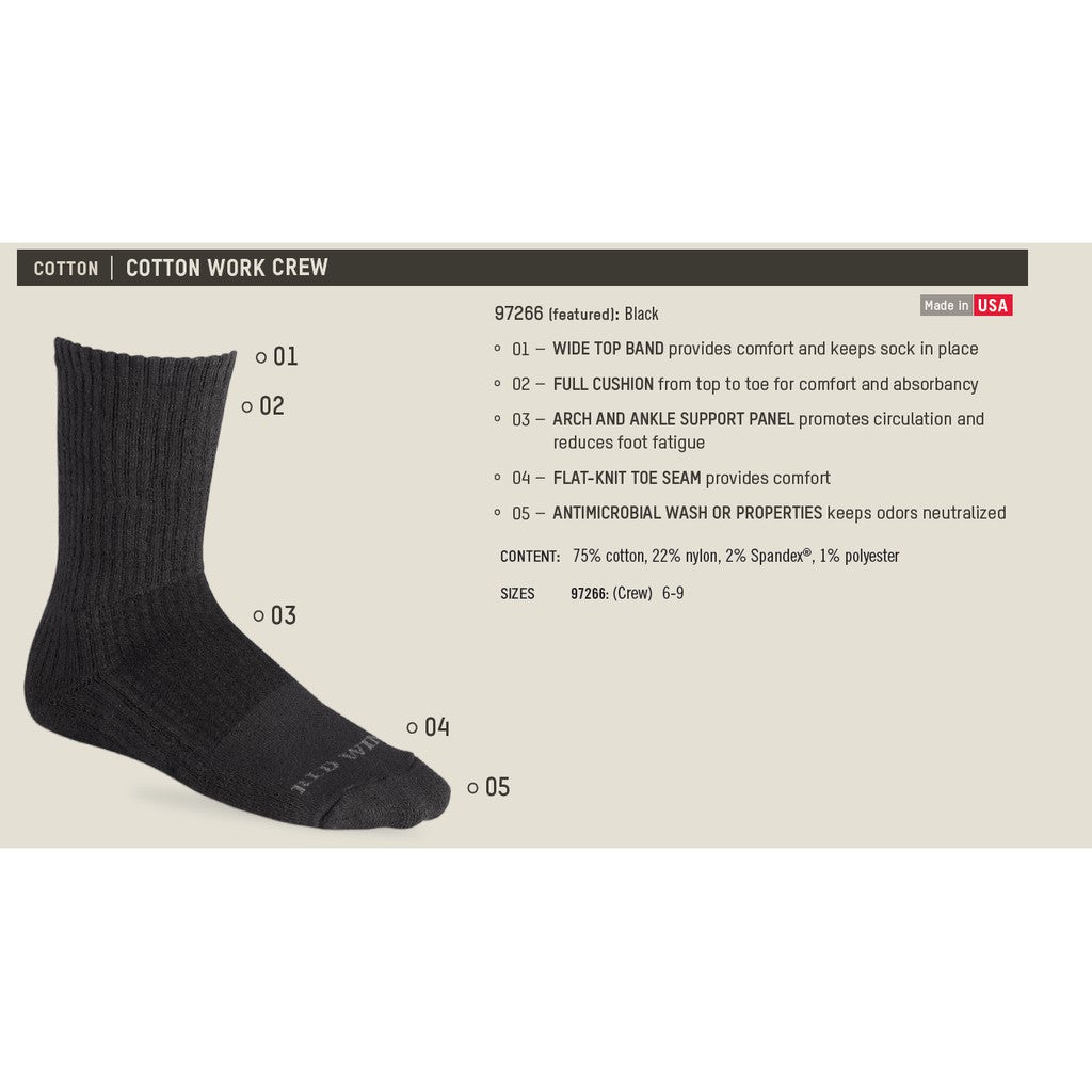 RED WING 97266 CREW SOCKS BLACK