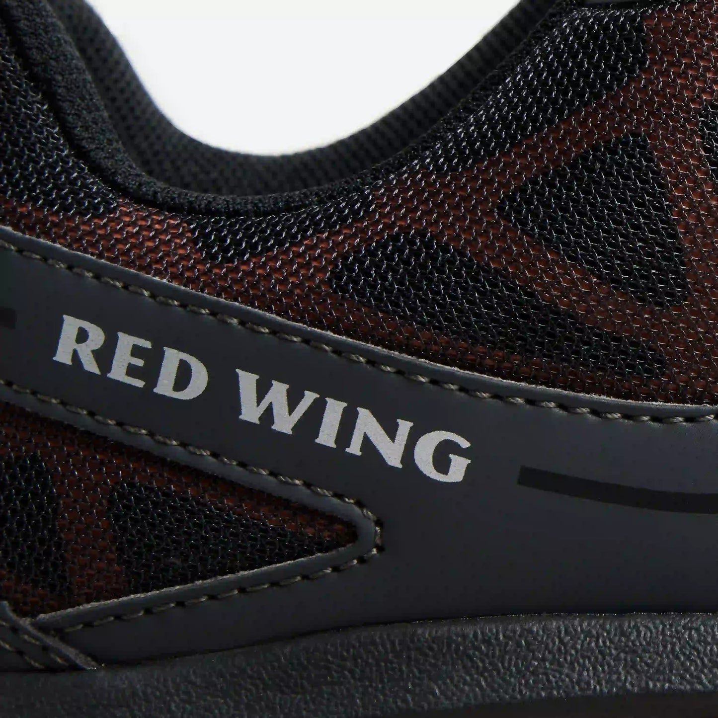 Red Wing 6338 Athletics Sport Safety Shoe — Heel Detail, Red Wing Branding, Mesh & Synthetic Upper