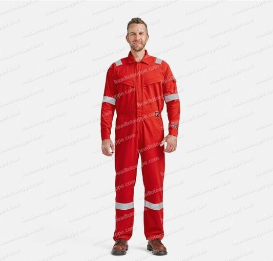 Red Wing 61105 Men's Premium FR coverall red full body front view FR reflective tape Malaysia