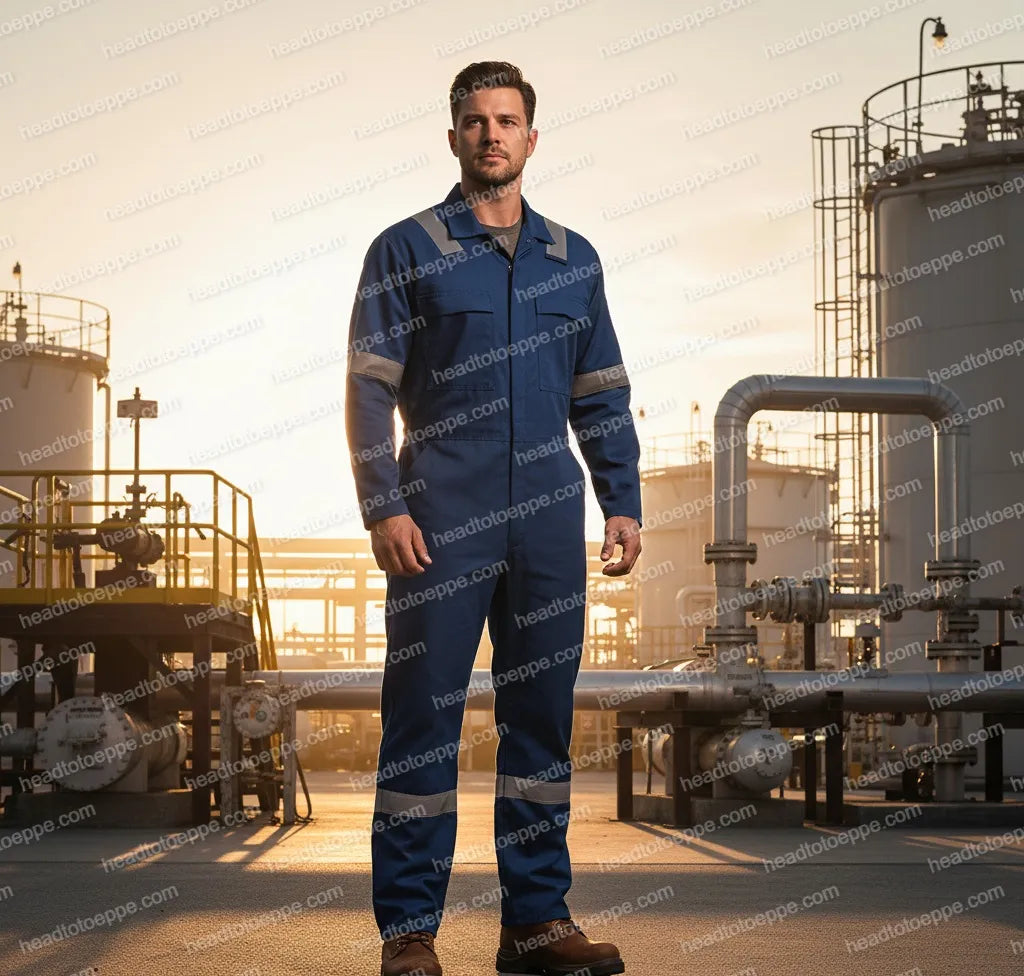Red Wing 61615 Navy Blue FR Coverall — Oil & Gas Worker at Refinery, Flame Resistant Workwear Malaysia
