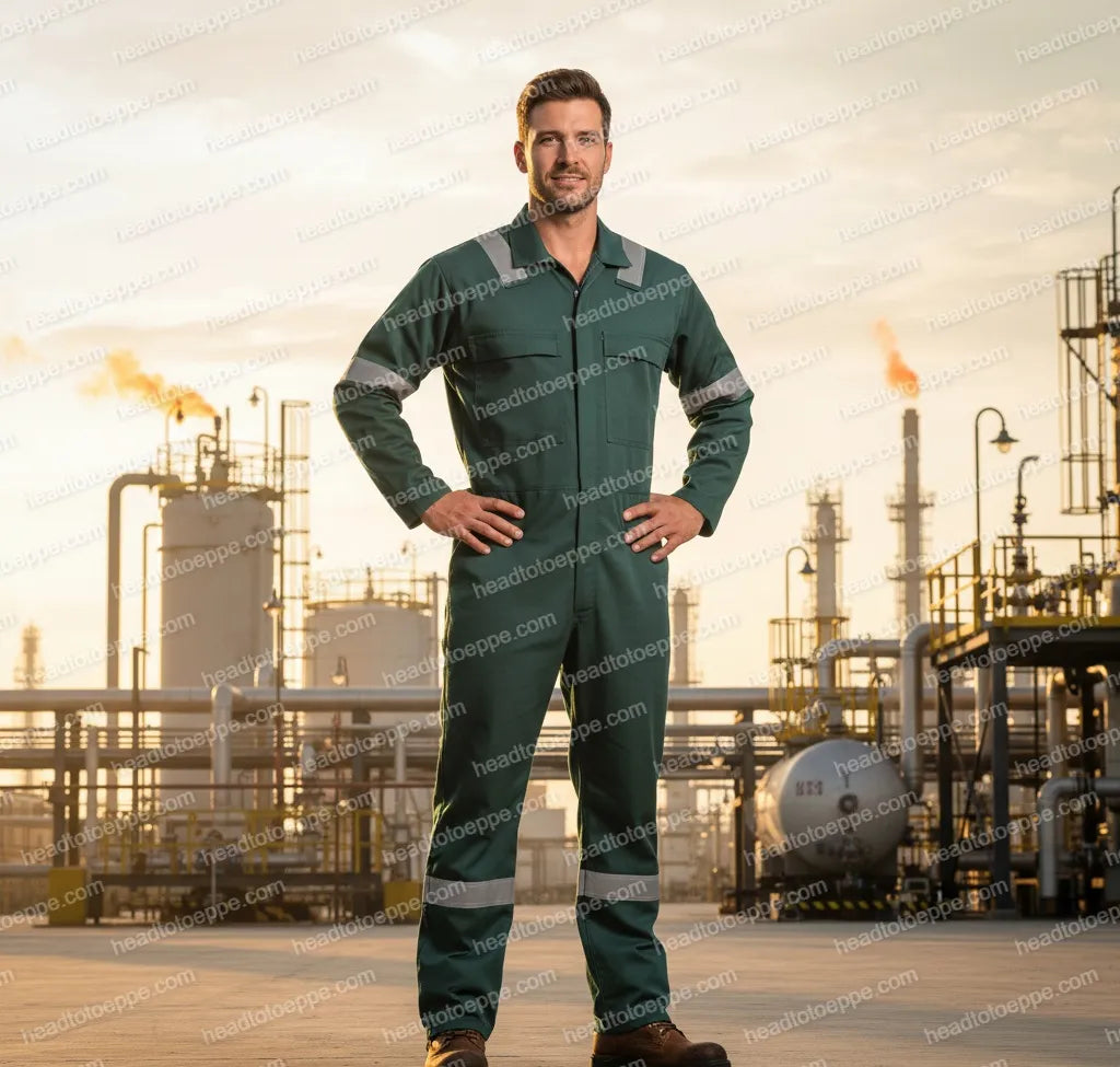 Red Wing 61615 Dark Green FR Coverall — Oil & Gas Worker at Refinery, Flame Resistant Workwear Malaysia