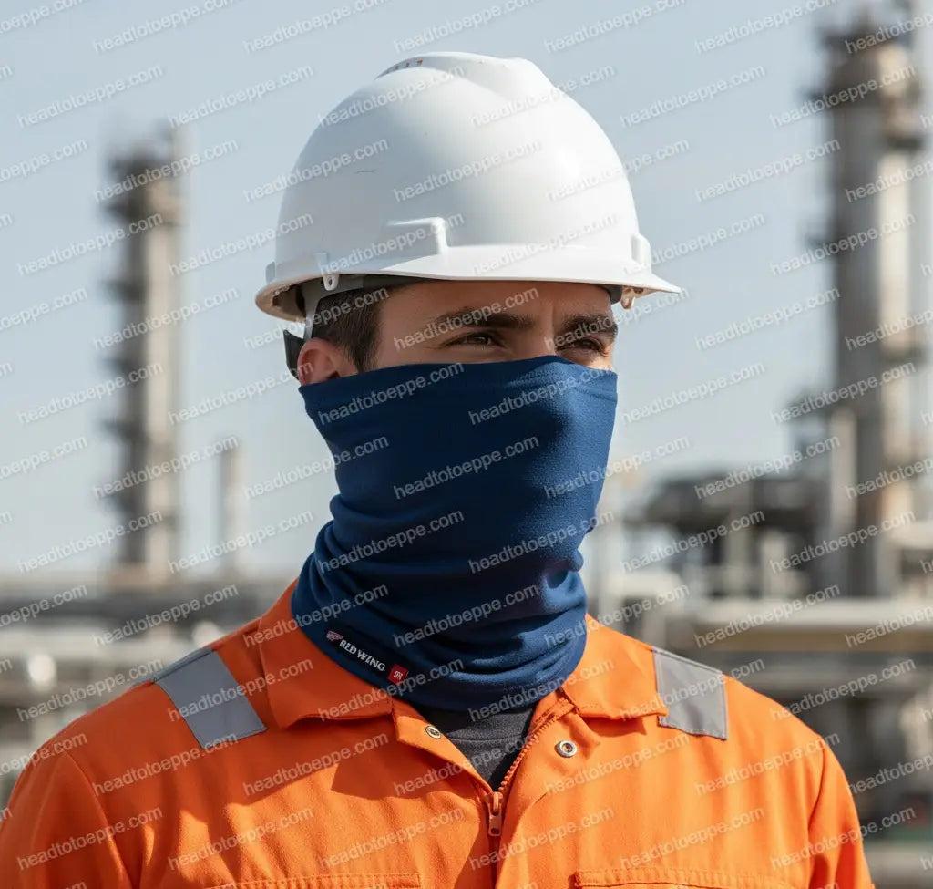 Red Wing 77002 FR Neck Gaiter Navy Blue — Oil Refinery Worker, Flame Resistant Face & Neck Protection