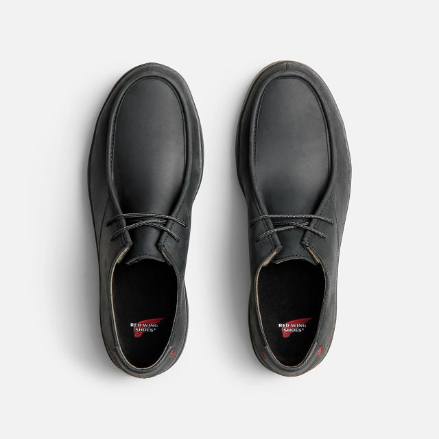 Red Wing 2182 Draftsmith Oxford Safety Shoe - top view showing pair with Red Wing branded insole and moc toe stitching detail