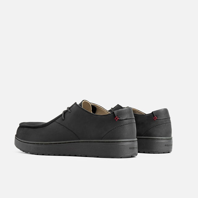 Red Wing 2182 Draftsmith Oxford Safety Shoe - rear pair view showing Red Wing logo tab, heel counter and lace-up back detail