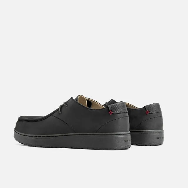 Red Wing 2182 Draftsmith Oxford Safety Shoe - rear pair view showing Red Wing logo tab, heel counter and lace-up back detail