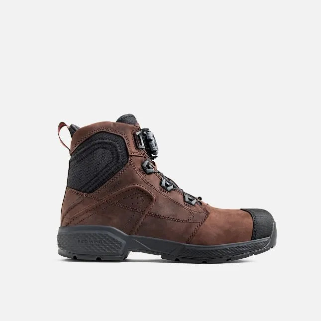 Red Wing 2452 BOA ExoS-Lite 6-Inch Safety Boot — Brown Nubuck Leather, BOA Dial, Non-Metallic Toe