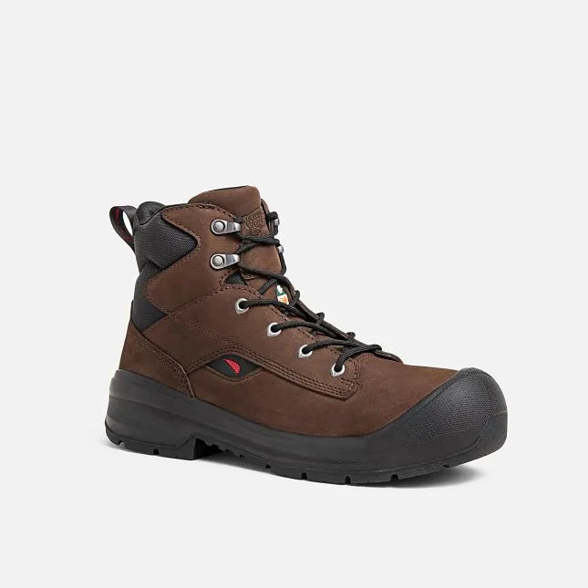 Red Wing 3028 VersaPro 6-Inch Safety Boot – 3/4 Front Angle View – Brown Nubuck