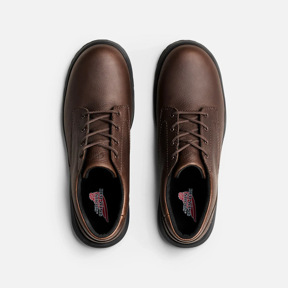 Red Wing 3090 Excelon Oxford Safety Shoe - top view showing Red Wing branded insole and lace-up opening