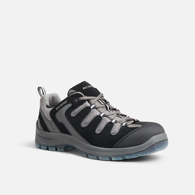 Red Wing 3210 Flexbond Oxford Safety Shoe — Front 3/4 View, Composite Toe, Black Suede, EH Rated