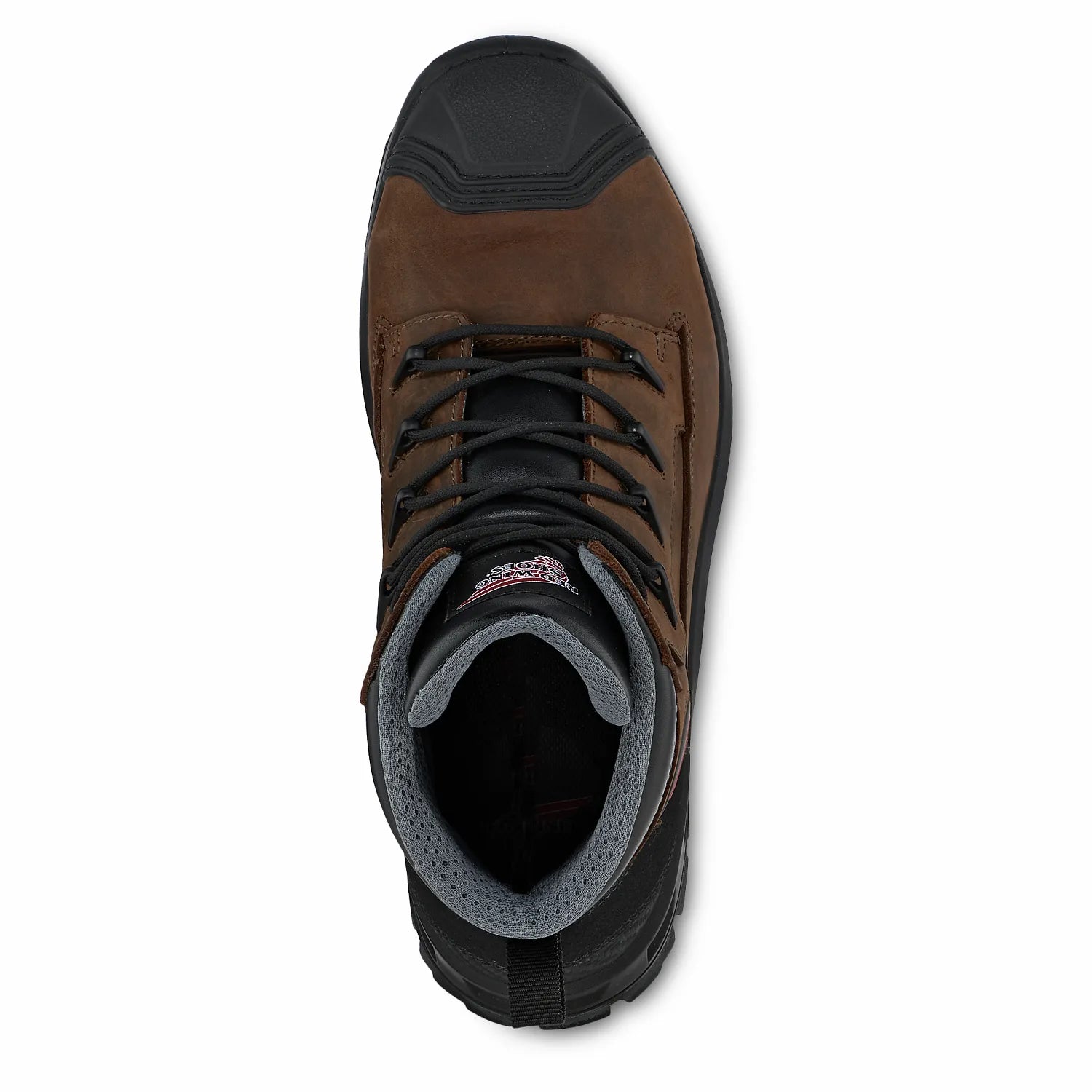 Red Wing 3228 PetroKing Safety Boot — Top View, Lace-Up, Padded Interior, Non-Metallic Toe