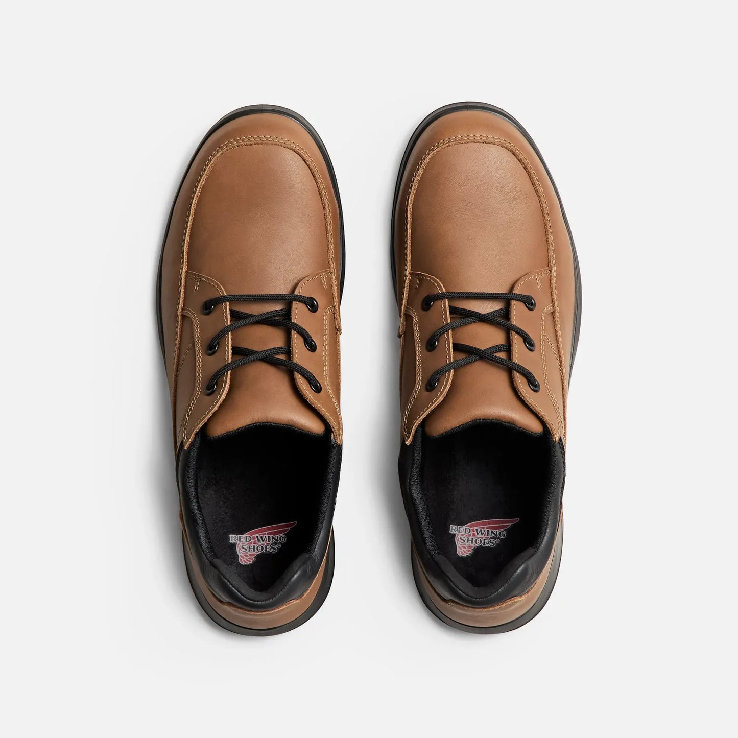 Red Wing 3251 ComfortMax OTF Oxford — Top View Pair, Lace-Up, Moc Toe, Red Wing Insole