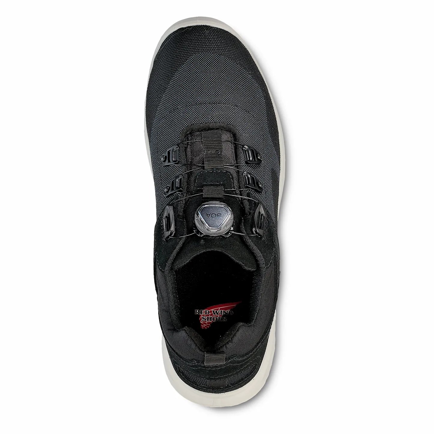 Red Wing 3295 BOA ShieldLite Safety Shoe — Top View, BOA Fit System Dial, Red Wing Insole