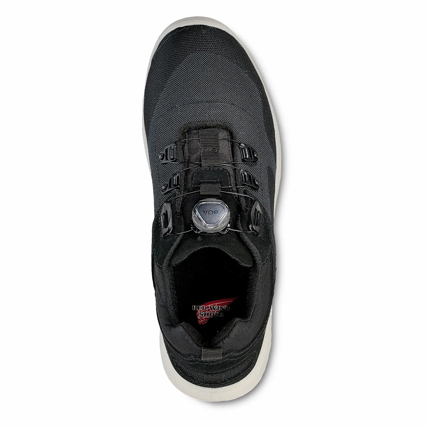 Red Wing 3295 BOA ShieldLite Safety Shoe — Top View, BOA Fit System Dial, Red Wing Insole