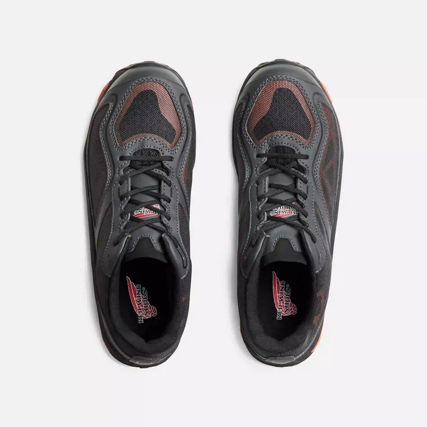 Red Wing 6338 Athletics Sport Safety Shoe — Top View Pair, Mesh Upper, Red Wing Insole, Lace-Up