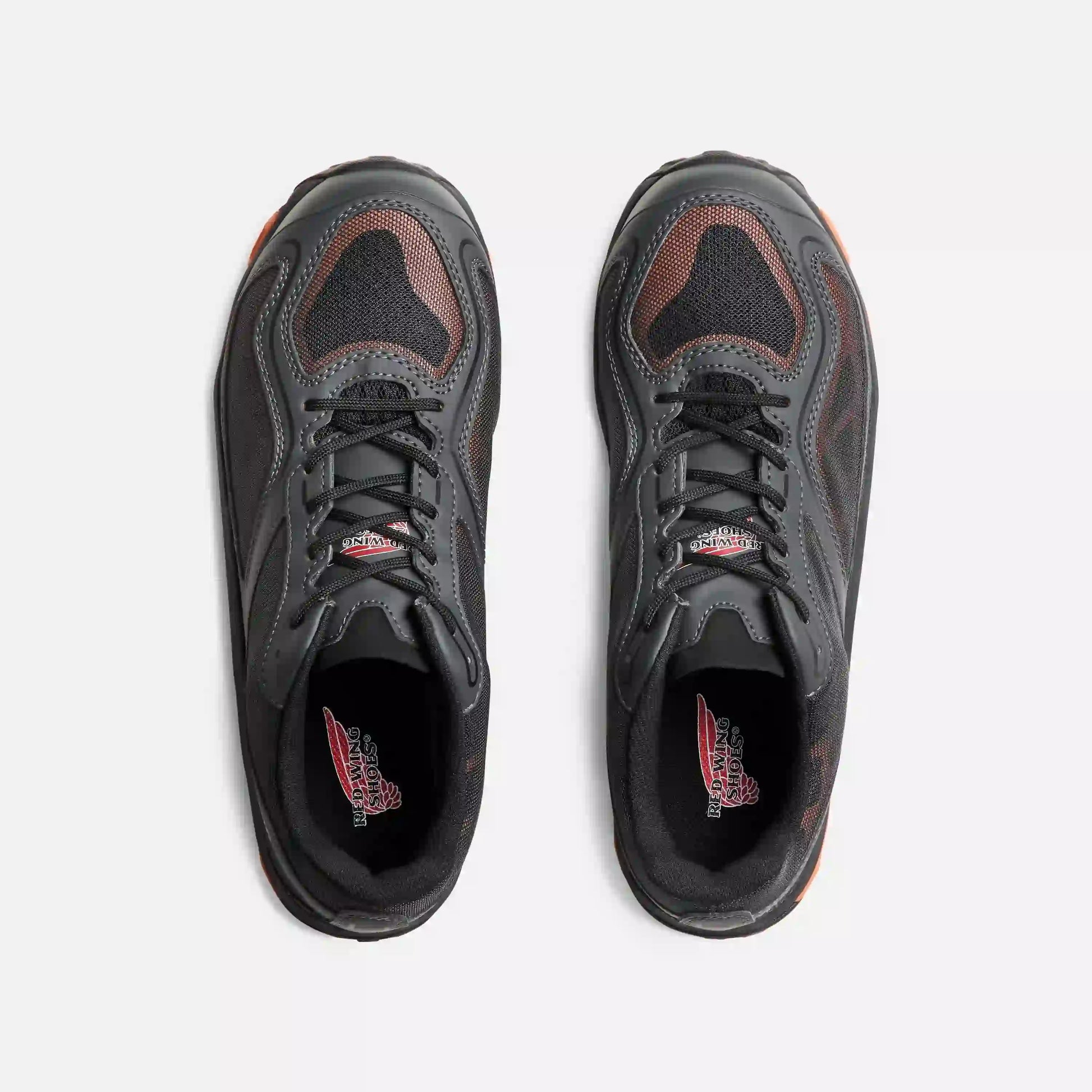 Red Wing 6338 Athletics Sport Safety Shoe — Top View Pair, Mesh Upper, Red Wing Insole, Lace-Up