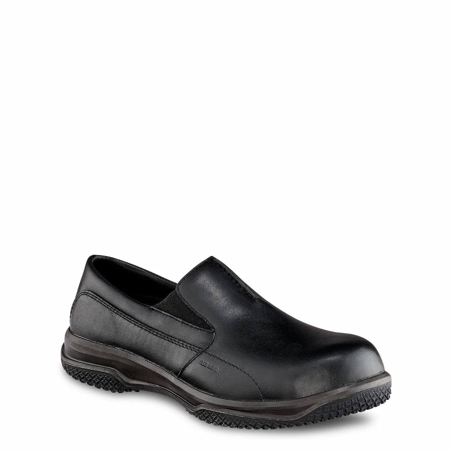 Red Wing 6646 Black Low Cut Slip-On Safety Shoe — Black Leather, Non-Metallic Toe, EH Rated