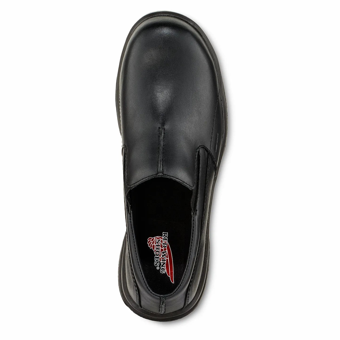 Red Wing 6646 Black Slip-On Safety Shoe — Top View, Red Wing Shoes Insole, Non-Metallic Toe