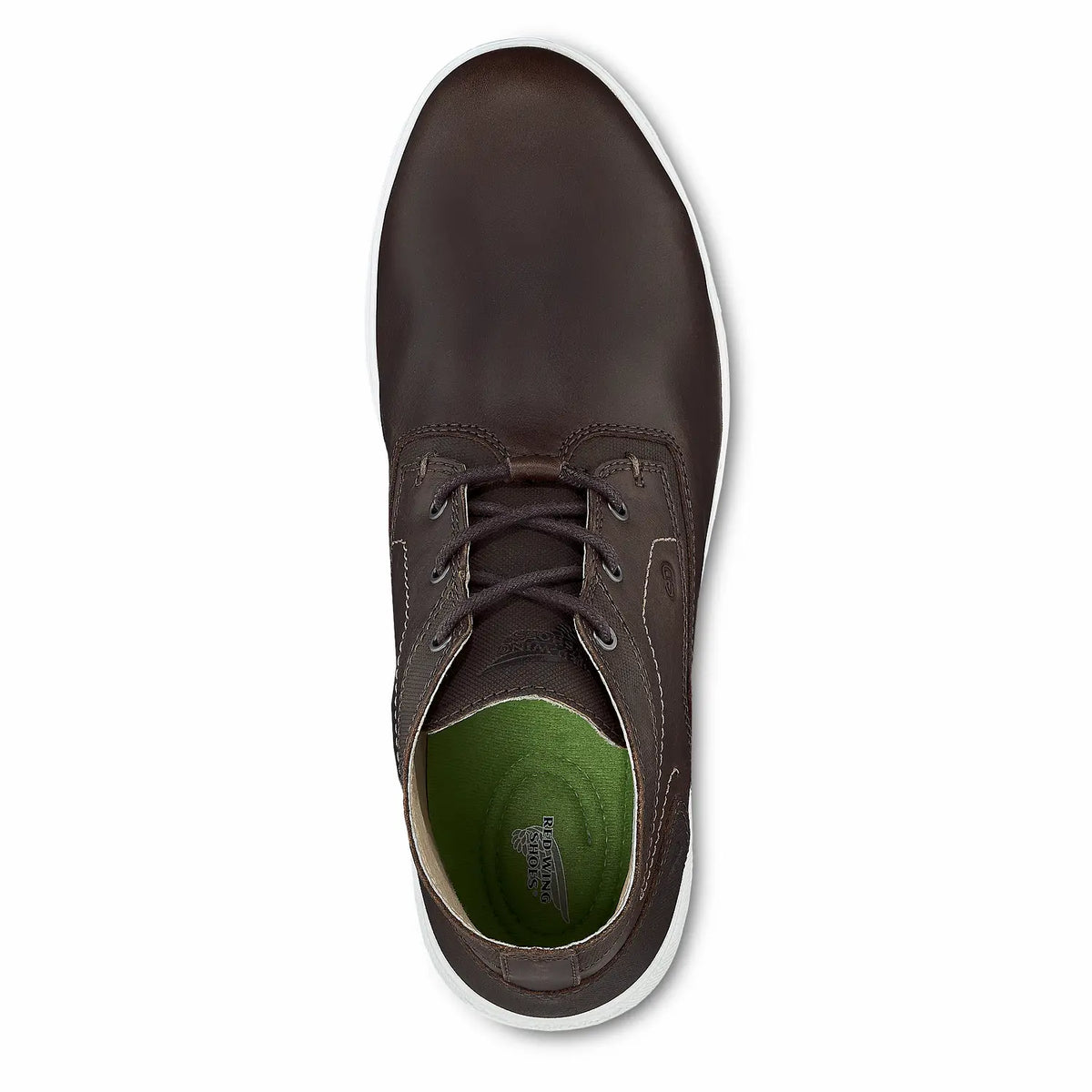 Red Wing 6719 Cross-Lite Chukka — Top View, Green Red Wing Insole, Brown Leather, Lace-Up