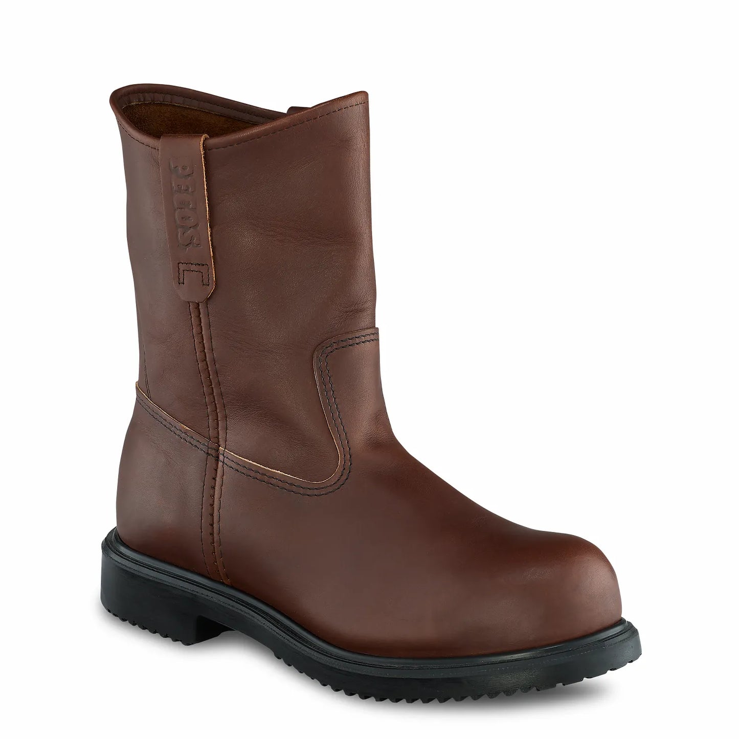 Red Wing 8241 SuperSole 9-Inch Pull-On — Front 3/4 View, Brown Leather, Steel Toe, EH Rated