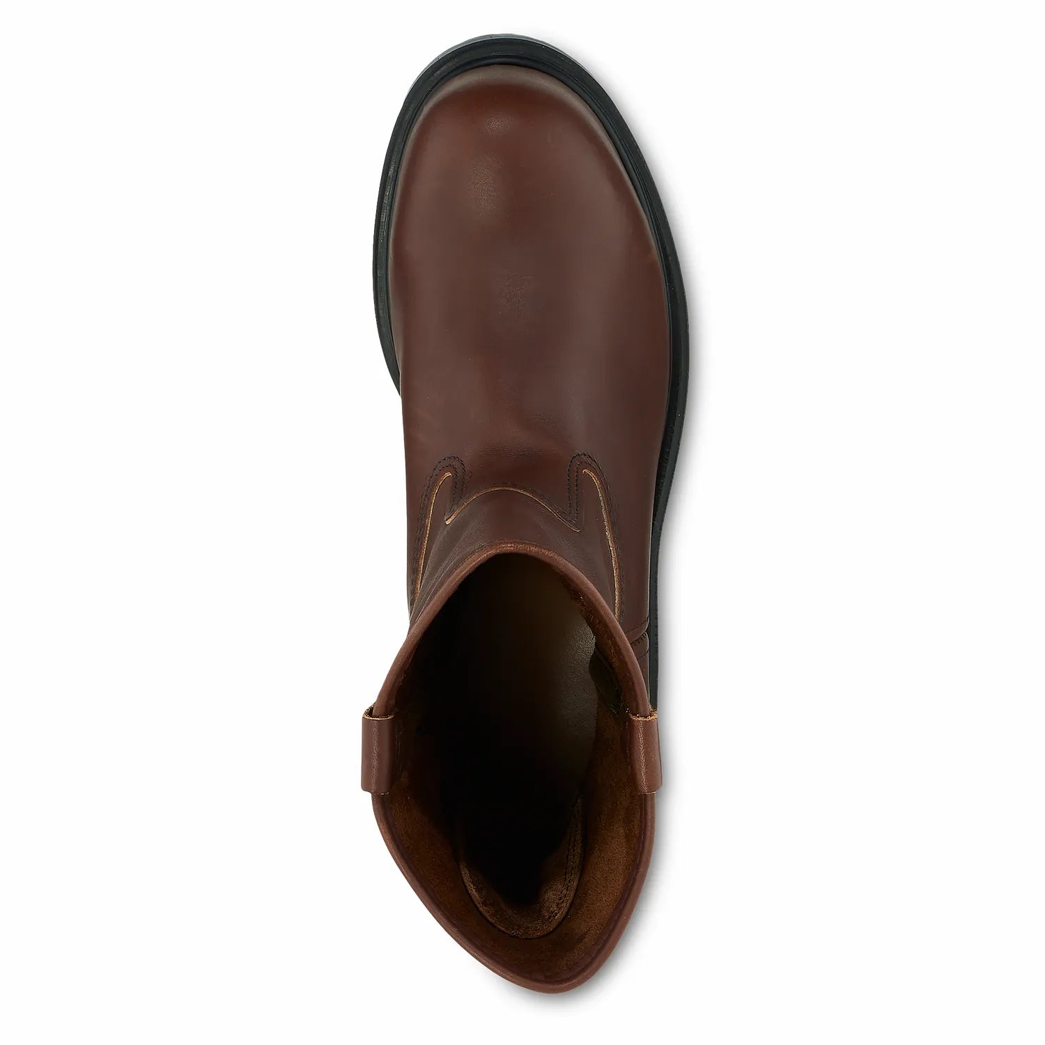 Red Wing 8241 SuperSole Pull-On Safety Boot — Top View, Wide Opening, Brown Leather, 9-Inch Shaft