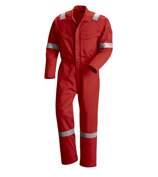 Red Wing 61140 Men's Premium Cotton Coverall — Red, Reflective Tape, Chest Pockets, Industrial Workwear