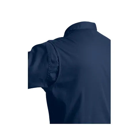 Red Wing 61615 FR Coverall — Rear Shoulder Pleat Detail, Navy Blue Daletec Fabric, Action Back