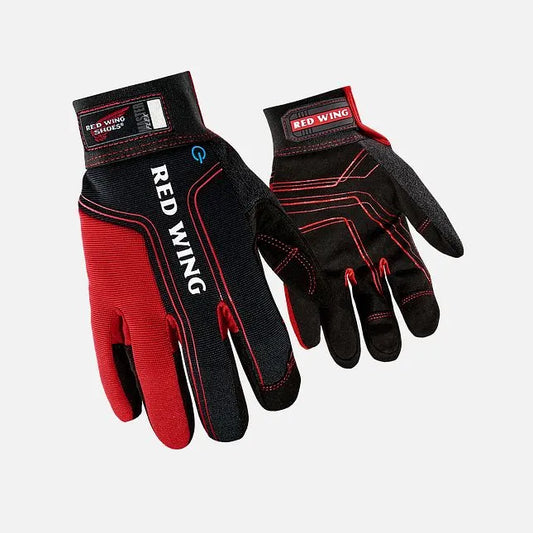 Red Wing 95247 Master Flex Safety Gloves — Black & Red Pair, Synthetic Palm, Dorsal View, Malaysia
