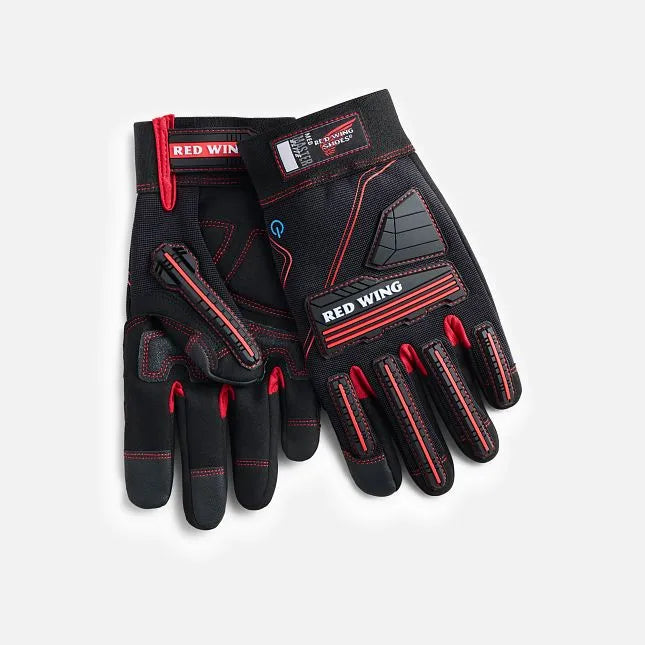 Red Wing 95249 Master Elite Safety Gloves — Pair View, Knuckle Guards, Impact Protection, Black & Red