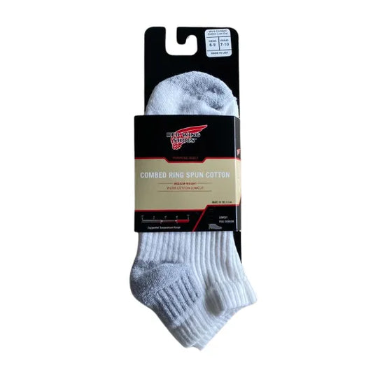 Red Wing 97261 Low Cut Socks — Combed Ring Spun Cotton, White, Red Wing Shoes Packaging