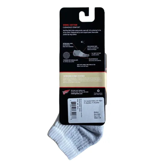 Red Wing 97261 Low Cut Socks — Back of Pack, Made in USA, Cushioned Comfort, Arch Support Panel